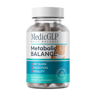 Boîte et flacon MedicGLP, complément alimentaire pour le métabolisme et la satiété